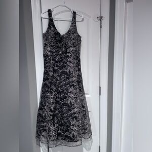 Maison Tara Black and Metallica Gold Thread Evening dress